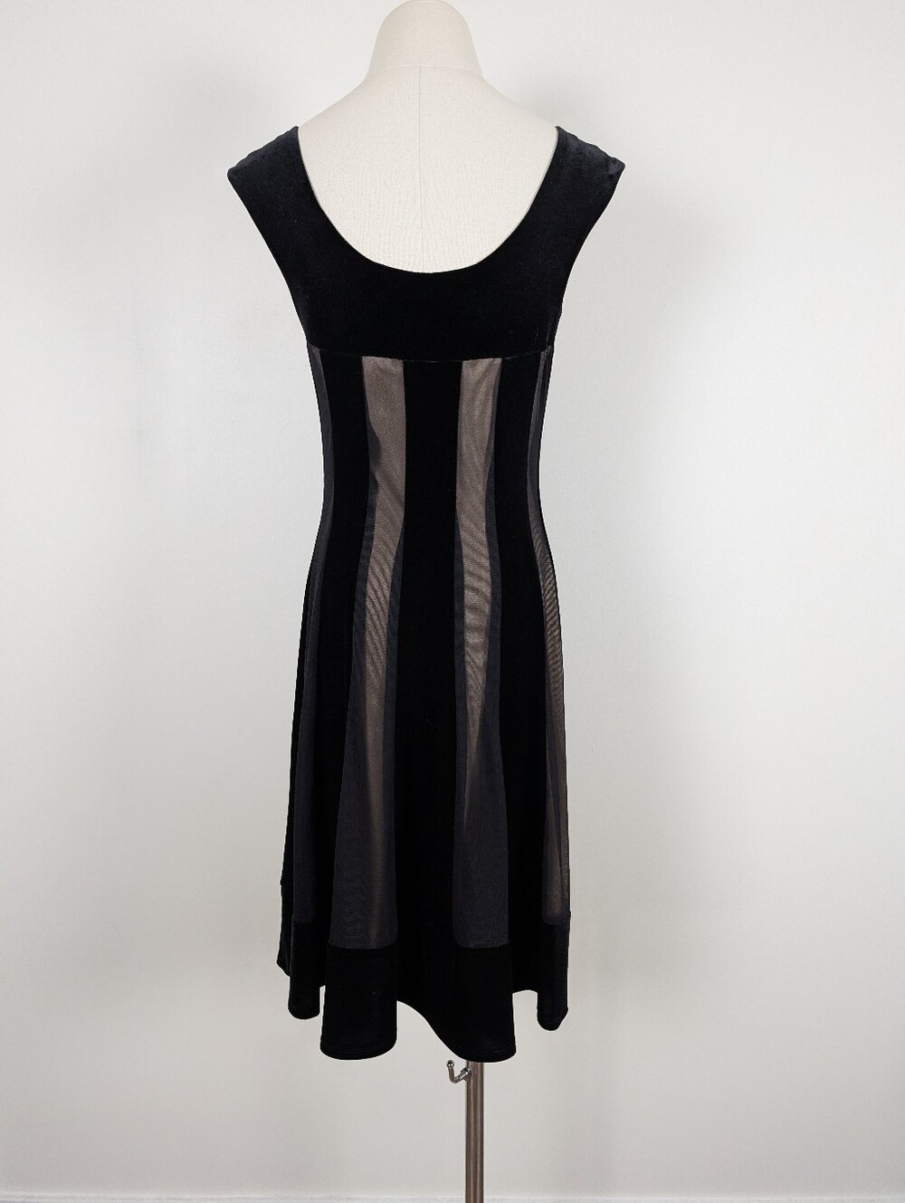 Y2K Connected Velvet Mesh Mini Dress Size 6 Black Gold (y) - Picture 8 of 11
